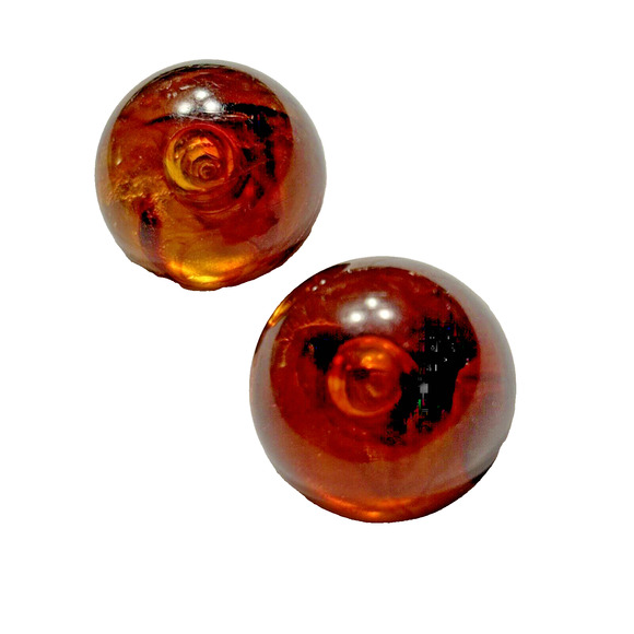 Vintage Clip On Earrings Lucite Domes Orange Red Faux Tortoise Shell Buttons - Picture 2 of 8